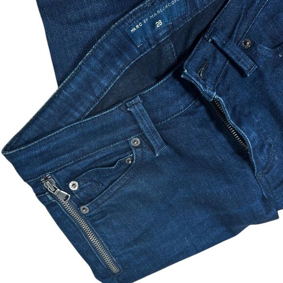 Marc Jacobs Dark Carbon Low Rise Skinny Zipper Detail Denim Jeans - Picture 9 of 11